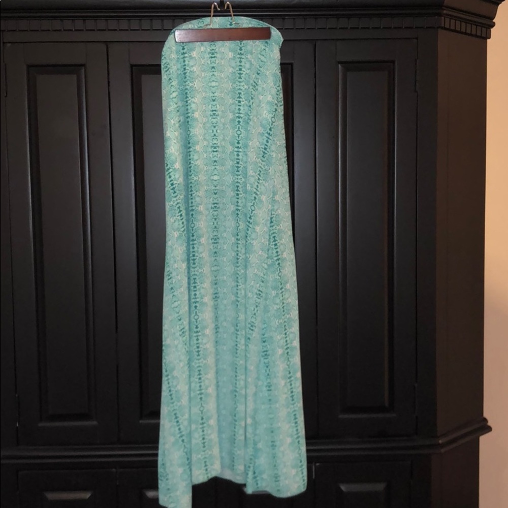 Teal snakeskin maxi skirt
